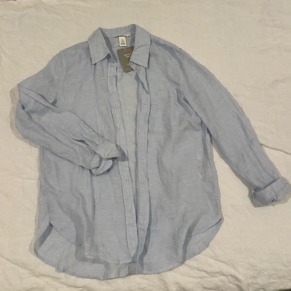 H&M linen boyfriend top - Picture 1 of 3